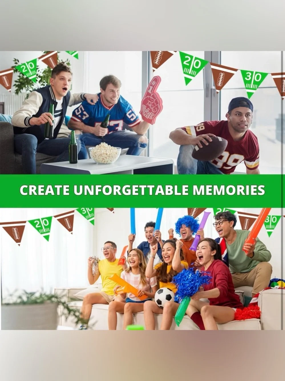 4E's Novelty 4 Pcs (9’ Each) Football Flag Banner No DIY MSRP $19.99 New NIP